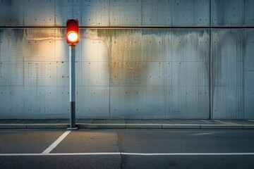 Aufkleber - A red traffic light sits on the side of a road, ready to direct traffic