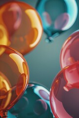 Poster - A cluster of colorful balloons drifting through the air, perfect for celebrations and events