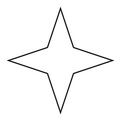 Wall Mural - star shape symbol, black and white vector silhouette illustration of simple four pointed star