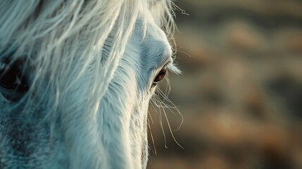 Wall Mural - Closeup of white Icelandic horse on pasture