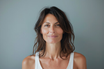 Wall Mural - A close up portrait of a woman with a subtle smile