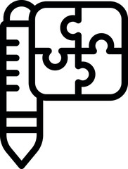 Poster - Pencil is drawing puzzle pieces, representing the concept of problem solving