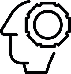 Poster - Simple icon of a human head profile with a gear inside, representing thinking and problem solving