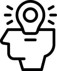 Poster - Line drawing of a human head profile with a light bulb above showing imagination and idea