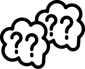 Poster - Concept of finding a solution, symbolized by thought bubbles filled with question marks