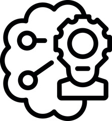 Poster - Businessman thinking about work with gear mechanism symbol in brain for idea and brainstorming