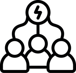 Poster - Team of three people are sharing an energy symbol, representing a brainstorming session