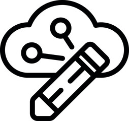 Poster - Simple icon of a pencil drawing location pins inside a cloud, representing cloud based design and collaboration