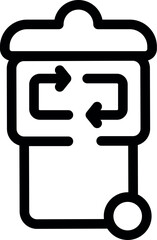 Poster - Simple black and white icon of a recycling bin with arrows, promoting environmental responsibility and waste management