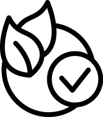 Sticker - Eco friendly product checkmark symbol with leaves for sustainable production process icon