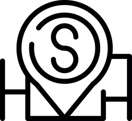Poster - Line icon of a location pin pointing on a dollar coin representing financial services