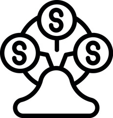 Poster - Line art style icon of a money tree growing, increasing profits for finance and business concepts