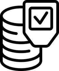 Poster - Stack of data disks with a shield and checkmark symbolizing secure and protected data