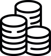 Poster - Simple line art icon of three stacks of coins increasing in size, symbolizing financial growth