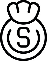 Poster - Simple line icon representing a bag full of money, ideal for projects related to finance and savings