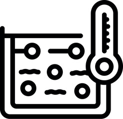 Poster - Line icon of a laboratory thermometer measuring temperature changes during an experiment with a petri dish