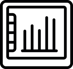 Poster - Black outline icon of a digital tablet displaying a bar chart with increasing values, symbolizing positive business trends
