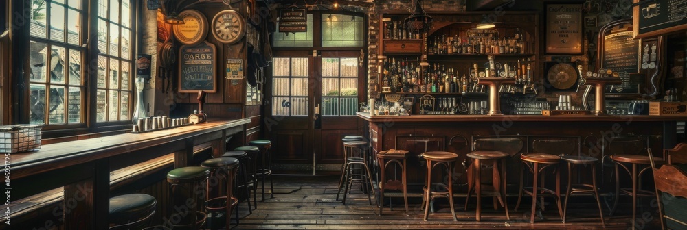 Cosy old English or Irish pub. Vintage pub or bar interior Stock ...