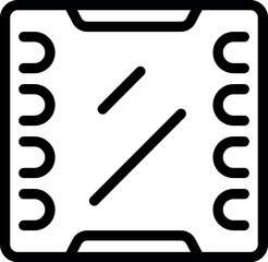 Poster - Line art style icon of a microchip, symbolizing technological advancement and digital processing power
