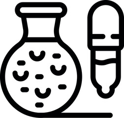 Poster - Laboratory glassware with erlenmeyer flask containing microorganisms and pipette for scientific research