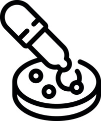 Poster - Line icon of a pipette dropping liquid on a petri dish, representing scientific research and laboratory analysis