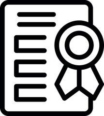 Poster - Black and white icon of a certificate with a ribbon and red wax seal, often used to represent validation, achievement or quality