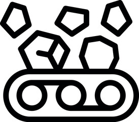 Poster - line drawing of a conveyor belt moving ice cubes, representing ice production, storage, or transport