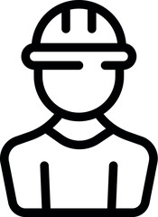 Poster - Line art icon of a construction worker wearing a hard hat, emphasizing workplace safety