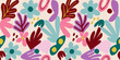 © Oleksandra - This image is a seamless vector pattern with abstract shapes and organic cut-out elements. It features colorful flowers and leaves in a Matisse style.