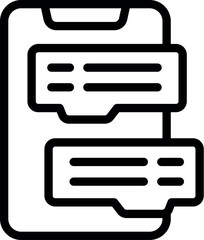 Poster - Line icon of a smartphone with two speech bubbles, representing an online chat conversation