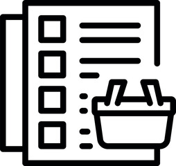 Poster - Simple icon of a shopping basket over a checklist representing the online shopping procedure