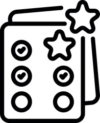 Sticker - Line icon of a customer satisfaction survey showing positive feedback with stars and checkmarks