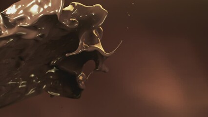 Poster - Super Slow Motion of Melted Chocolate Splashing in Wave Shape. Filmed on High Speed Cinema Camera, 1000fps. Speed Ramp Effect.
