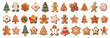 © ssstocker - Cartoon christmas gingerbread cookies set. Xmas gingerbreads sweets star snowflake tree man, noel holiday decoration vector illustration