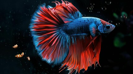 betta fish and ornamental fish are very beautiful and harmonious. seamless looping time-lapse virtua