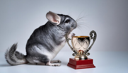 Sticker - Chinchilla Holding a Trophy: Celebrating Victory