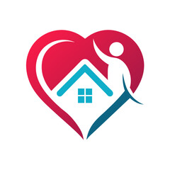 Poster - Human Hearth Home Care Logo Design Icon Creative Vector Illustration.