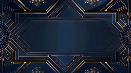 art deco pattern cover design vector. set invitation card of abstract geometric line art shape desig