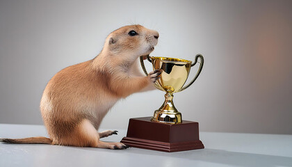 Wall Mural - Proud Prairie Dog Holding Trophy