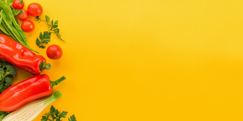 Wall Mural - Summer fresh vegetables on yellow background
