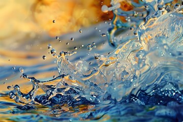 Wall Mural - Water Splash with Golden Backdrop