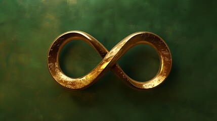Wall Mural - Infinite gold symbol concept of eternity green background