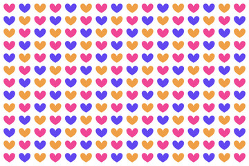 Wall Mural - Background of colorful heart pattern isolated on white background - Little hearts texture - Vector heart pattern for love concept, stationery, or fabrics