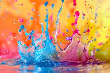 Wall Mural - Colorful Water Splashes Abstract Artwork