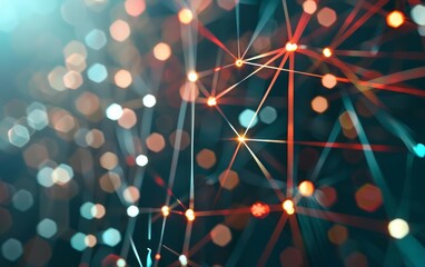 Poster - A conceptual hightech background featuring a network of interconnected digital nodes and circuits