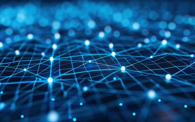 Poster - A conceptual hightech background featuring a network of interconnected digital nodes and circuits