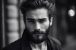 © Ai - Portrait of a handsome young man with a beard and mustache. Men's beauty, fashion.