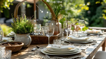 Wall Mural - Shot of a beautiful table setting outdoors