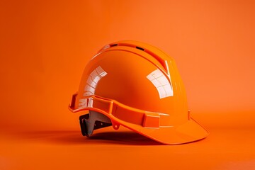 Orange construction helmet on an orange background.