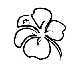 Aufkleber - Hibiscus flower in one continuous line drawing. Floral abstract symbol in simple linear style. Organic red herbal tea concept in editable stroke. Doodle outline vector illustration